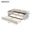 Twin Size Upholstery Daybed with Storage Arms, Trundle and USB Design, Beige - ModernLuxe - 3 of 4