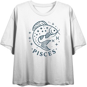 Pisces Zodiac Fish With Glitter Adult Crew Neck Short Sleeve Tee - 1 of 3