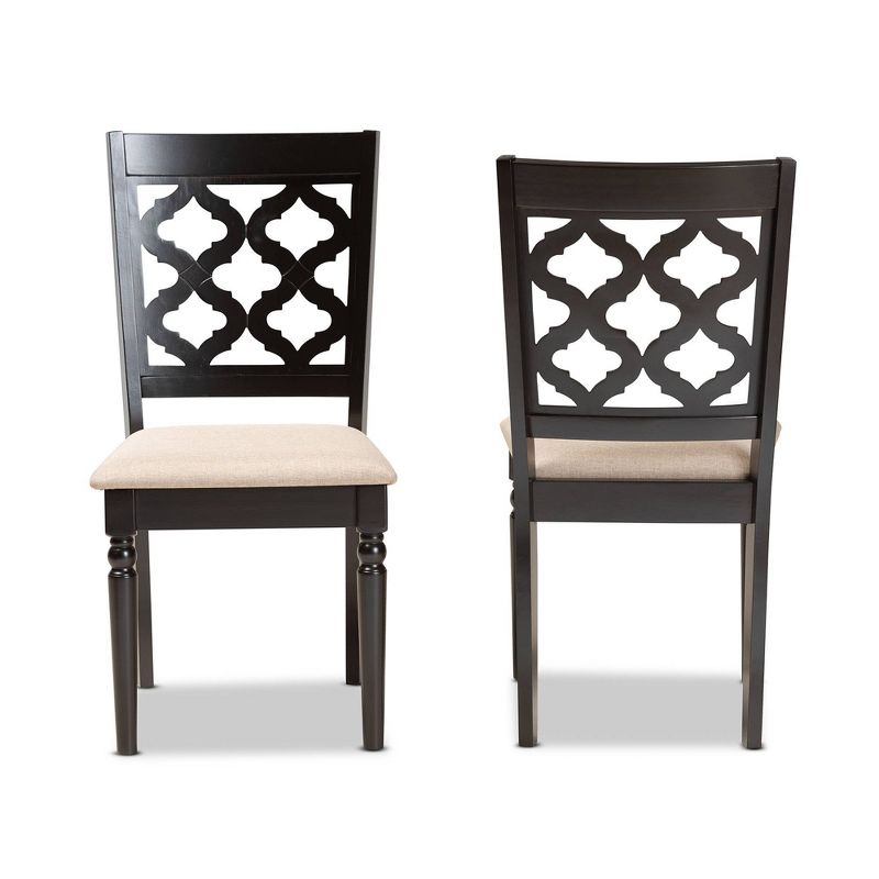 2pc Ramiro Fabric and Wood Dining Chairs Set - Baxton Studio, 3 of 9