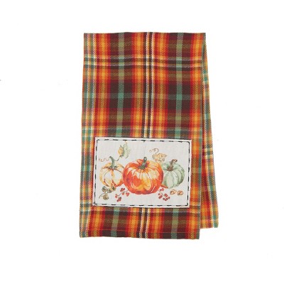 C&F Home Randall Plaid Pumpkin Patch Applique Fall Woven Kitchen Towel