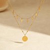 HTUTWOO 18K Gold Plated Layered Cross Star Round Pendant Necklace, Dainty Minimalist Choker Chain, Jewelry Gift for Women - 2 of 4