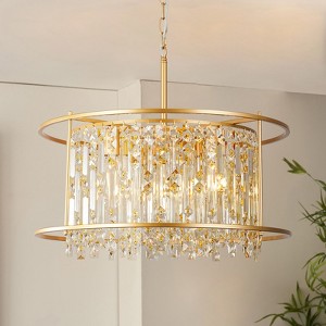 Rennnsan Faivelle 23"W 5-Light Tiered Crystal Vintage Dimmable Chandelier in Gold - 1 of 4