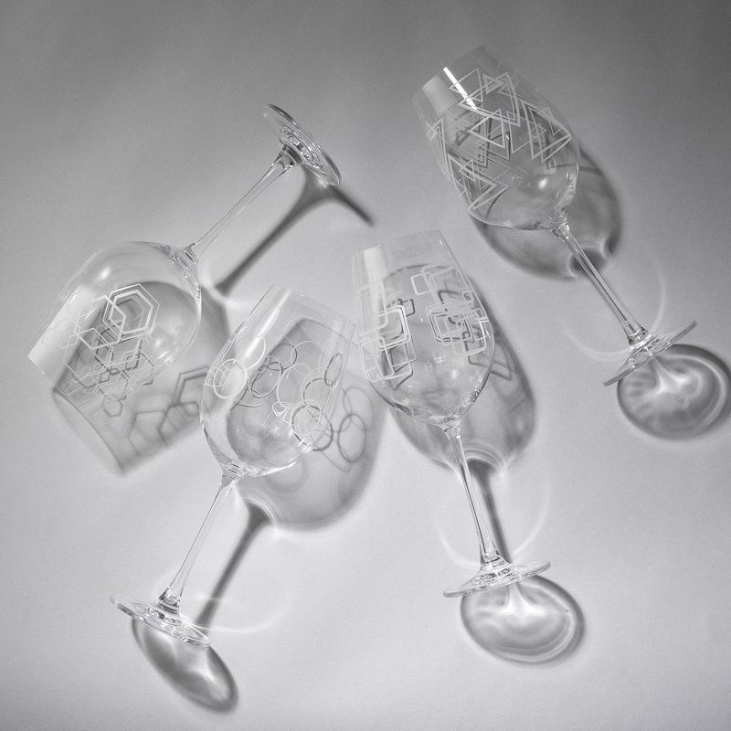 JoyJolt Geo Crystal White Wine Glasses - 14 oz - Set of 4 European Crystal Wine Glasses, 4 of 7