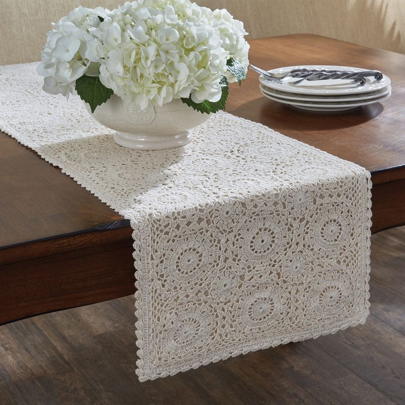 Park Designs Cream Lace Table Runner 54"L, 2 of 5