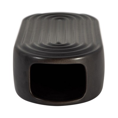 11" Black Ridged Oval Ceramic Table Vase