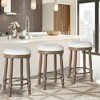 26" Counter Height Bar Stools Set of 2, 360¡ã Swivel Wooden Barstools with Fabric Upholstered Seat, Kitchen & Dining Accent - 3 of 4