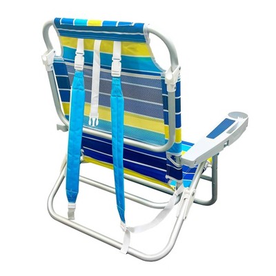Bold Stripe Aluminum Frame Reclining Beach Chair with Headrest