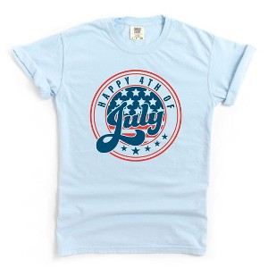 Simply Sage Market Women's Happy Fourth Circle Short Sleeve Garment Dyed Tee - 1 of 4