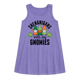 - Instant Message - St. Patrick's Day Shenanigans with my Gnomies Graphic Sleeveless Aline Dress - 1 of 3