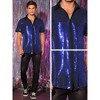 Lars Amadeus Men's Contrasting Color Short Sleeves Disco Party Sparkly Sequins Shirt - 4 of 4