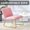 Modern Sofa Chair, Single Plush Fabric Sofa Chair With Metal Legs, Minimalist Comfortable Single Chairs For Living Room, Pink - 3 of 4