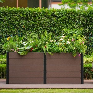 Wood Look Elevated Garden Bed for Patio,Deep Root Planter Box with Durable Composite Material - 1 of 4