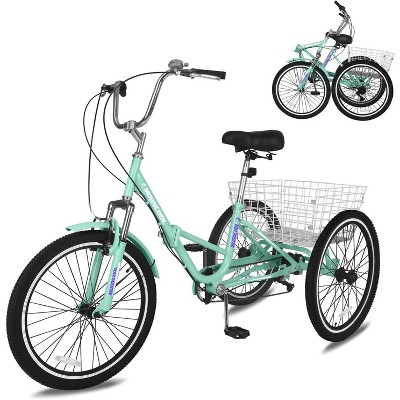 Docred Folding Tricycles, 7 Speed, 20 24 26 Inch 3 Wheel Folding Bikes with Low Step-Through, Foldable Tricycle for Women, Men, Seniors