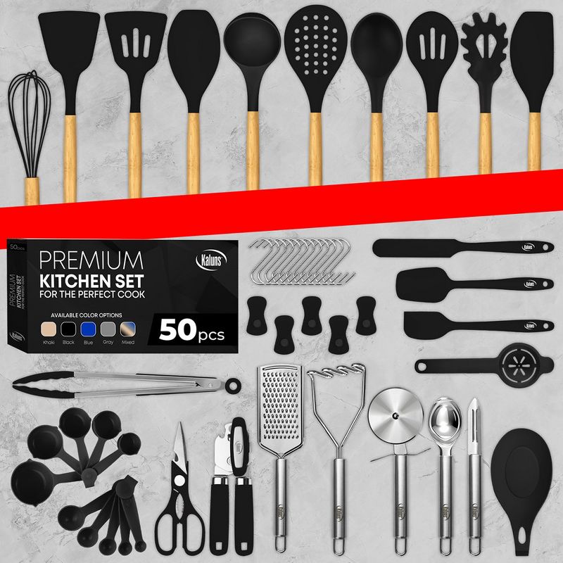 Kaluns Kitchen Utensils Set, 50 Piece Silicone And Stainless Steel Cooking Utensils, Dishwasher Safe and Heat Resistant Kitchen Tools, 2 of 8