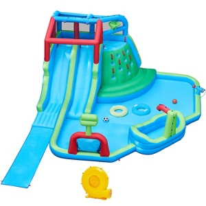 Yaheetech Double Lane Inflatable Water Slide for Kids Aged 3 To 10, Blue/Green - 1 of 4