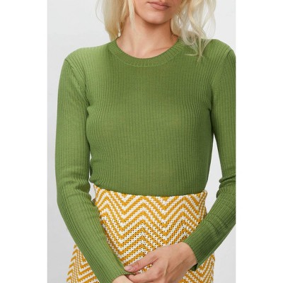 Women's RIBBED SHRUNKEN CREWNECK SWEATER - 6397