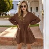 Anna-Kaci Women's Long Sleeve Button-Front Tiered Mini Dress with Drawstring Waist - image 3 of 4