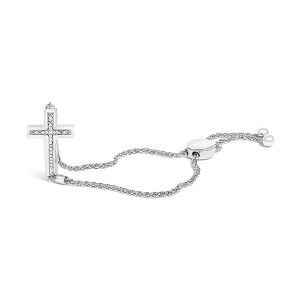 Haus of Brilliance Silver Diamond Accent Cross Bolo Bracelet - 1 of 4