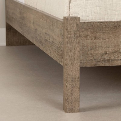 Weathered Oak Queen Platform Bed with Slats and Headboard