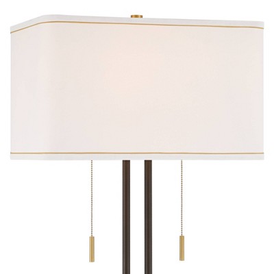 Nevada Bronze and Gold Metal Floor Lamp with Linen Shade
