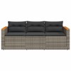 vidaXL 3-Seater Poly Rattan Outdoor Patio Sofa with Removable Dark Gray Cushions, UV-Resistant, for Garden/Deck - 4 of 4