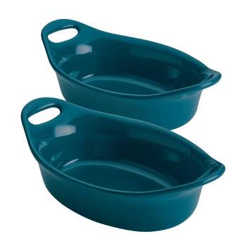 Rachael Ray Ceramic 12oz Set of 2 Oval Au Gratins Teal