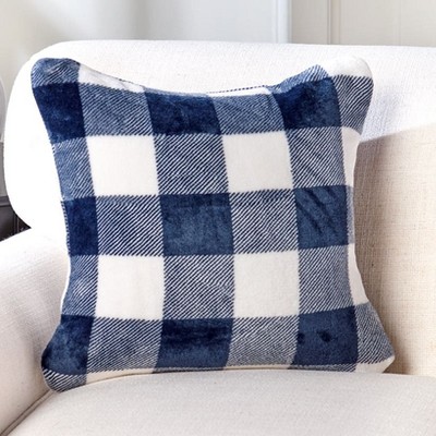 The Lakeside Collection Buffalo Plaid Plush Accent Pillow - Navy