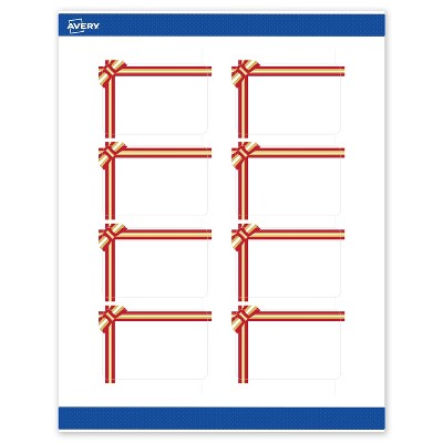 Avery Labels, 2" x 3", Gold-Red Gift Bow, Matte, 80ct