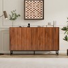 ORRD Modern Solid Wood Sideboard with Wave Relief, 59 Inch Storage Cabinet with Iron Legs for Living Room Dining Room, Walnut - 2 of 4