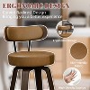 DYHOME 26" Swivel Counter Height Bar Stools with Wood Back and Faux Leather Seat, Set of 3 - 3 of 4