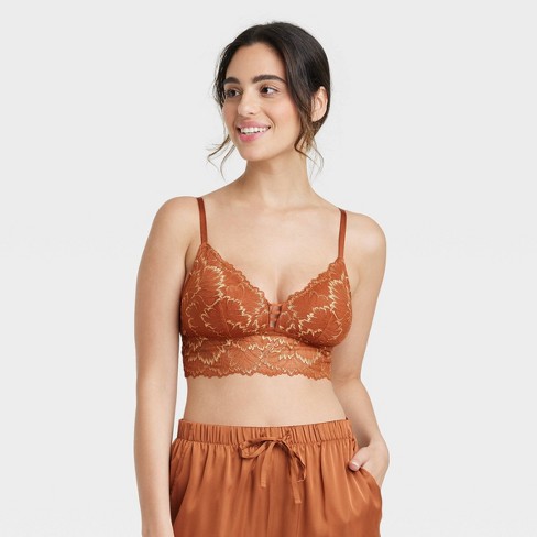 Women's Longline Lace Bralette - Auden™ Brown XS