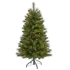 4ft. Mountain Pine Artificial Christmas Tree with 100 Clear Lights and 322 Bendable Branches – Petite X-Mas Tree for Tabletops - 1 of 4
