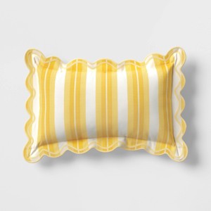 20"x12" Scalloped Outdoor Lumbar Pillow Yellow Stripe - Threshold™ - 1 of 3