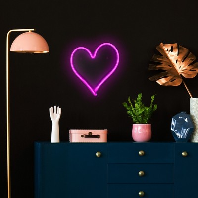 Pink Heart LED Neon Style Valentine's Day Sign