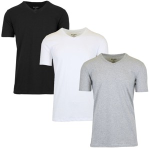 Blu Rock Men's Short Sleeve V-Neck Cotton Stretch Tees-3 Pack - 1 of 2