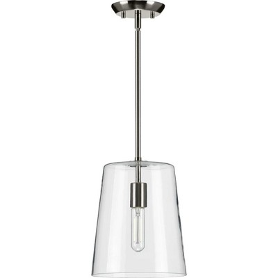 Sleek Coastal Brushed Nickel Pendant with Clear Glass Shade