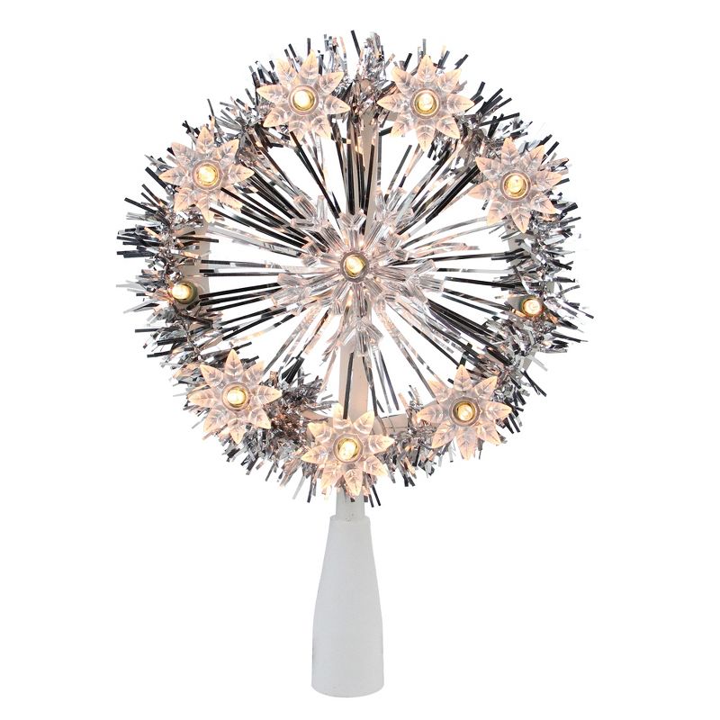 Northlight 7" Silver Pre-Lit Snowflake Starburst Christmas Tree Topper - Clear Lights, 1 of 5