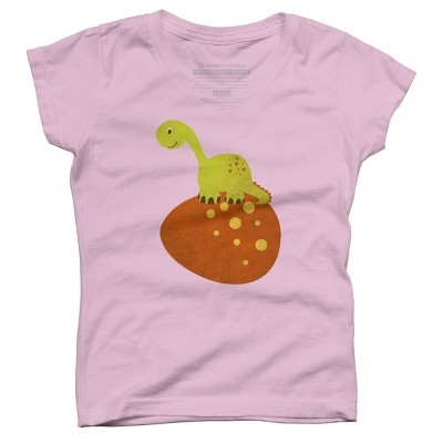 Girl's Design By Humans Happy Cute Dino By parjono T-Shirt