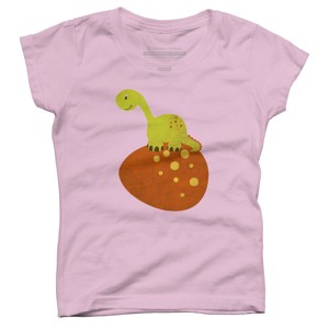 Girl's Design By Humans Happy Cute Dino By parjono T-Shirt - 1 of 3
