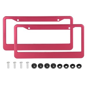 Unique Bargains Aluminum Alloy 2 Holes Mount Car License Plate Frame 2 Pcs - 1 of 4