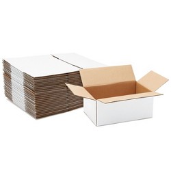 25 Pack 10x7x5 Shipping Boxes White Corrugated Cardboard Box for Mailing