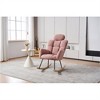 SKRAN Teddy Fabric Upholstered Rocking Chair,Accent Armchair Padded Seat with High Backrest and Pillow for Living Room, Bedroom, Nursery(Pink) - 2 of 4