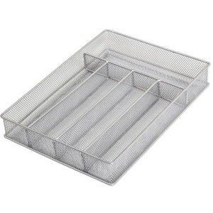 YBM Home Multi Compartment Sectional Wire Mesh Silver Drawer Organizer for Silverware and Gadgets - 1 of 3