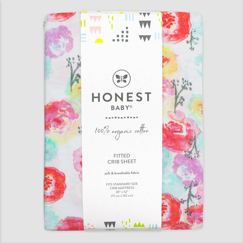 Honest Baby Organic Cotton Fitted Crib Sheet - Rose Blossom, 2 of 5