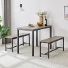ACEPANO 3-Pieces Accent Dining Coffee Table Sets With Bar Table And 2 Dining Benches-Gray + Black - 3 of 4