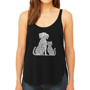 LA Pop Art Women's Premium Word Art Flowy Tank Top - Dogs and Cats - 1 of 4
