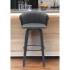 HomeRoots 30" Gray And Black Faux Leather Swivel Bar Height Bar Chair - 2 of 4