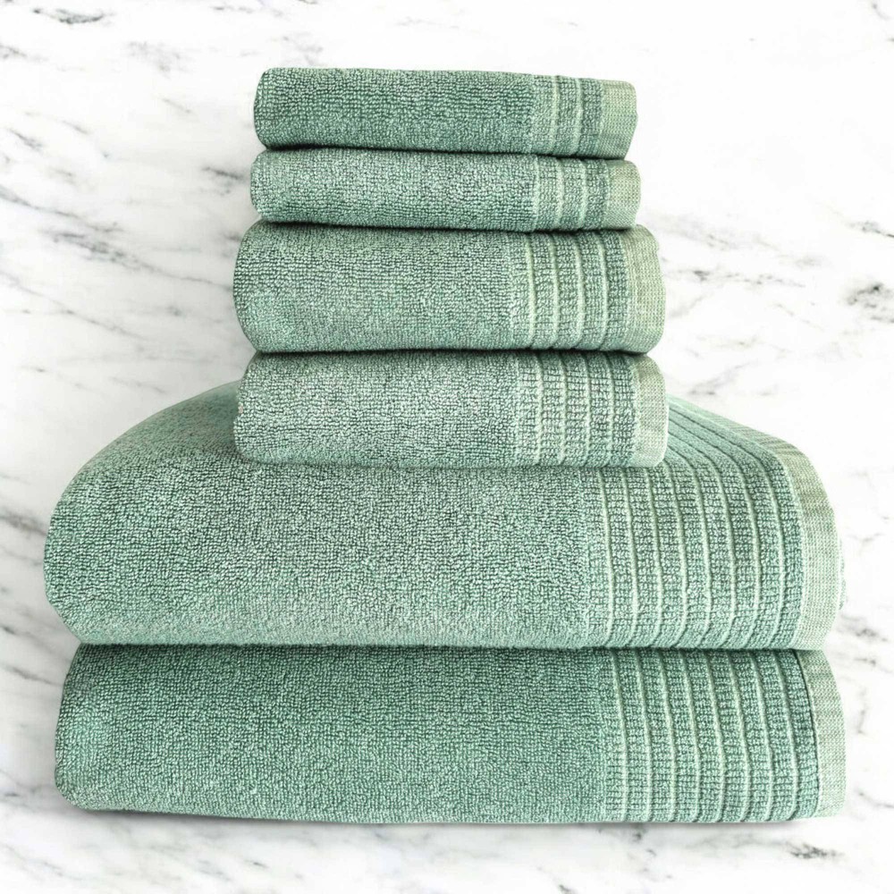 Photos - Towel BedVoyage 6pc Viscose from Bamboo Luxury Spa Bath  and Hand  with Washcloth Set Seaglass