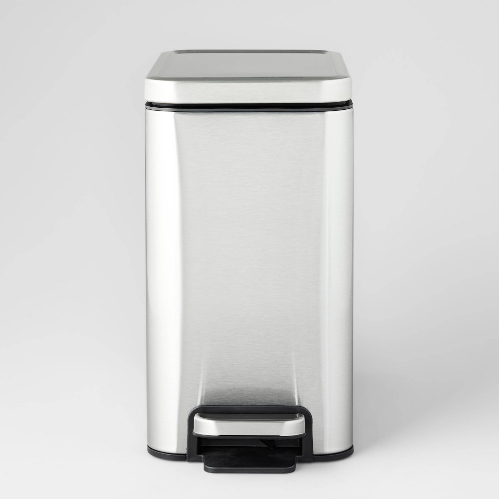 (defective , A little dented ) 10L Stainless Slim Step Trash Can - Brightroom