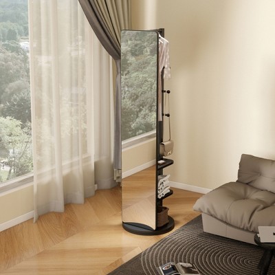 ALEXOUN 65.7 X 17.7 inches Full Length Mirror with Cloak Rack,Rotatable Full Body Mirror Floor Mirror for Bedroom,Living Room,Dressing Room,